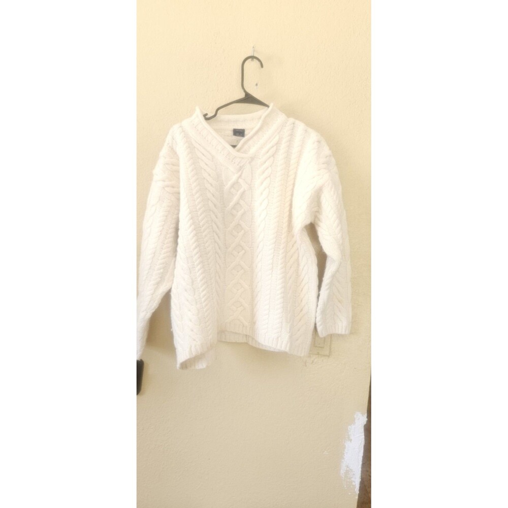 Paul James 100% Wool Cable Knit Fisherman Chunky Sweater M